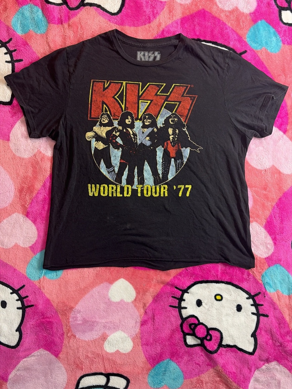 Kiss Black Tee with Red and Yellow Tour Graphic